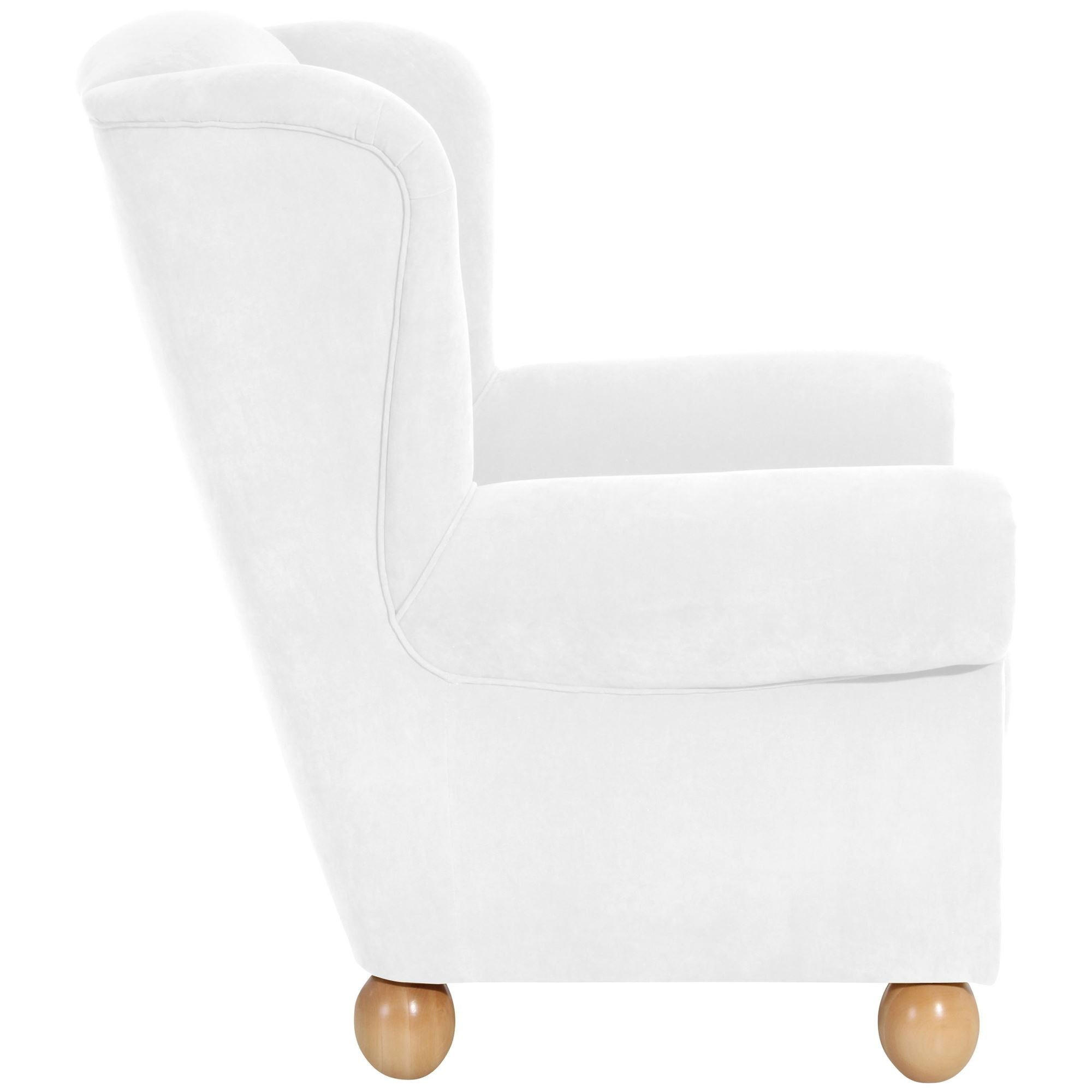 OHRENBACKENSESSEL Kasha Bezug Veloursstoff Buche natur / creme - Buchefarben/Creme, Kunststoff (93/103/87cm) - 58aufmkessel