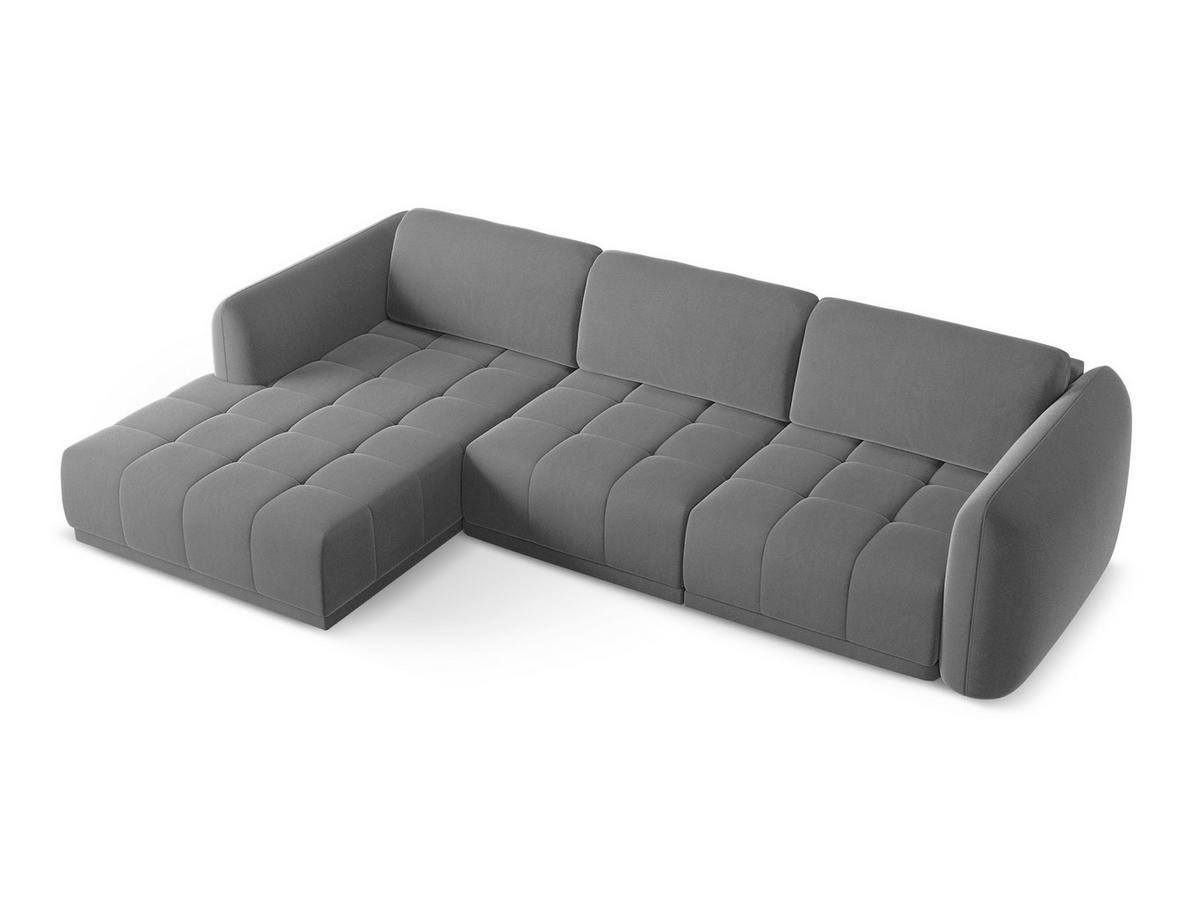 ECKSOFA Links Samt Stoff Grau - Schwarz/Grau, Kunststoff/Textil (170/290cm) - Makamii