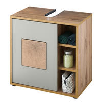 WASCHBECKENUNTERSCHRANK - Basalt / Wotaneiche Dekor - Braun, Holzwerkstoff (60/60/35cm) - home24