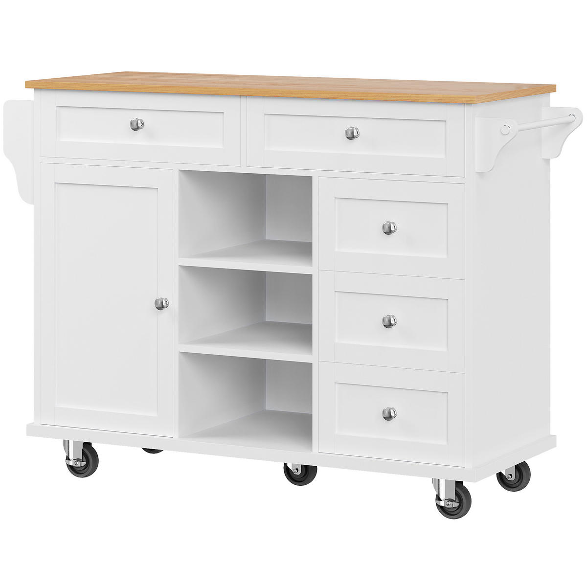 KÜCHENWAGEN Speisewagen 134x46x92cm Weiß mit Schubladen & Trennwand - Weiß, Holzwerkstoff (134/92/46cm) - Modfu