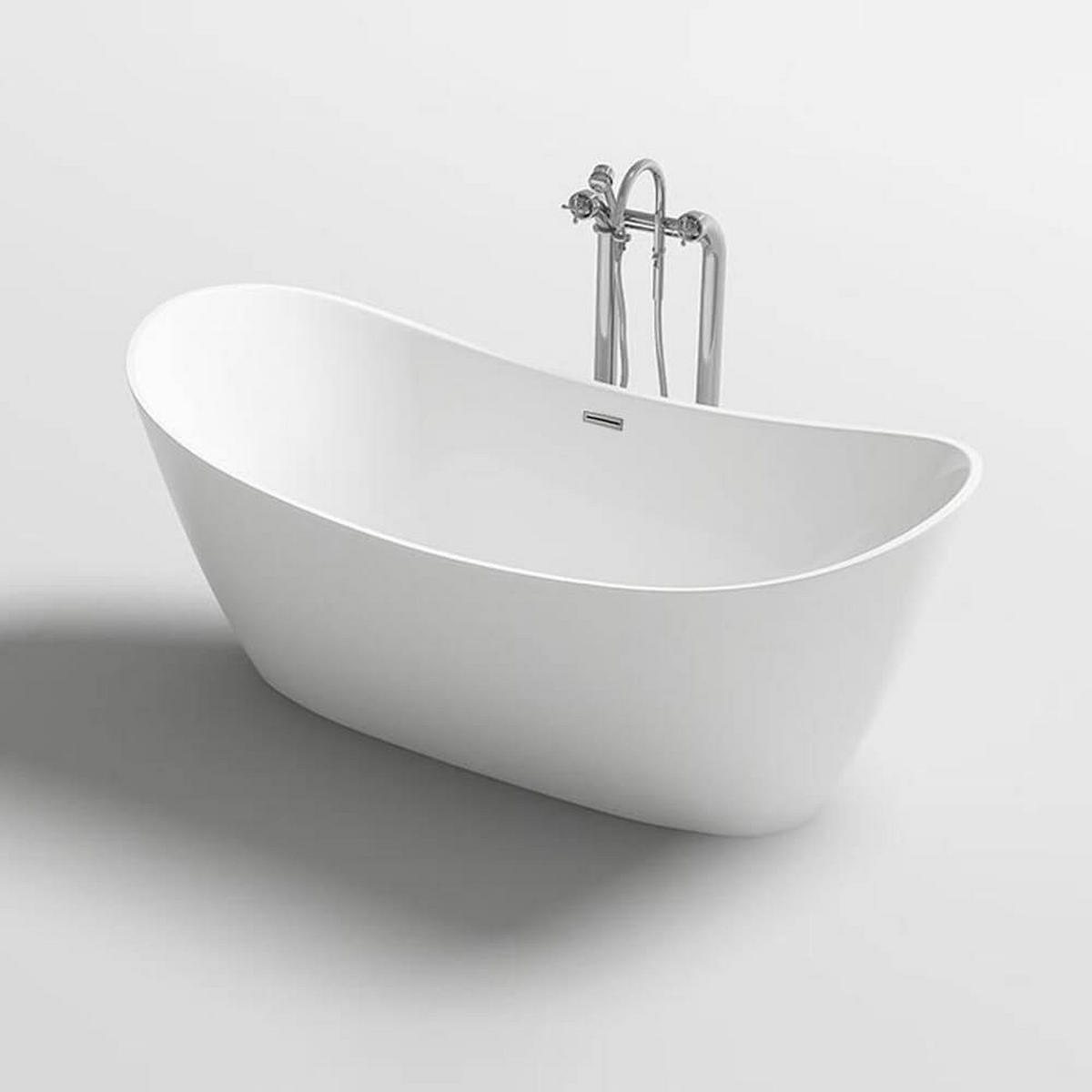 FREISTEHENDE BADEWANNE OVALO - Weiß, Keramik (170/72/80cm) - Home Deluxe