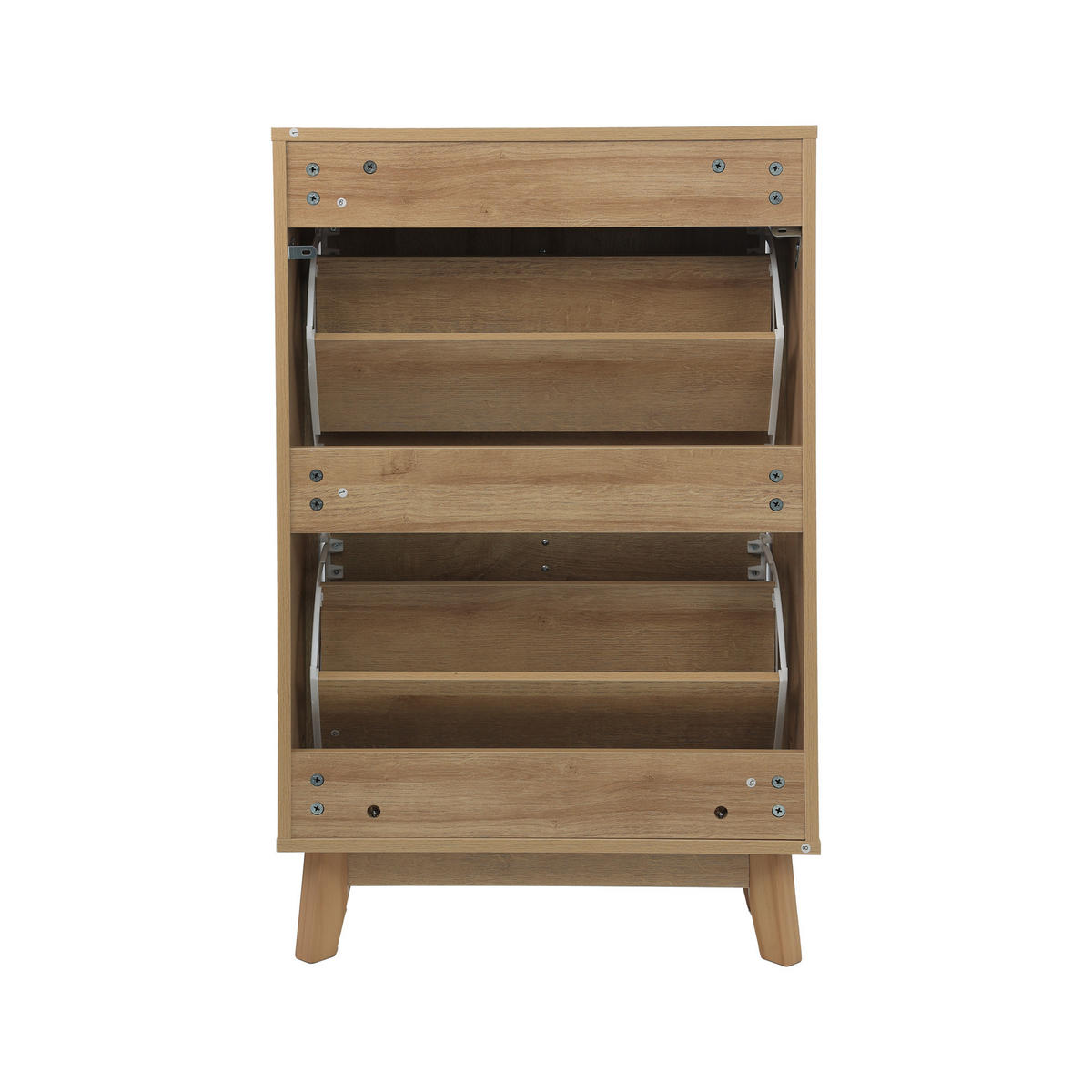 BOTNÍK v barvě dubu s výklopnou přihrádkou a dvířky, styl Mid-Century - barva dubu, kompozitní dřevo (60/94/24cm) - Urban Meuble