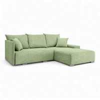 ECKSOFA L-Form Schlaffunktion Livorno Cord-Stoff Hellgrün Rechts - Chromfarben/Schwarz, Holz/Kunststoff (246/188cm) - Kaiser Möbel