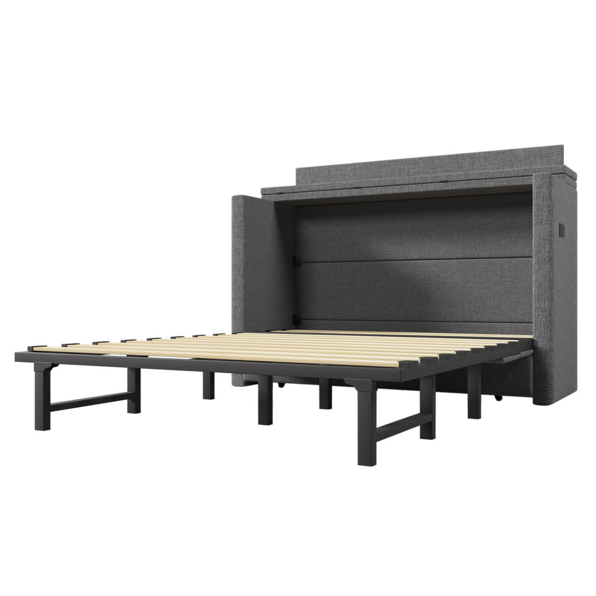 SCHRANKBETT 140/200 cm DE-04949, mit USB+Typ-C, Schublade und Ablagefach in Grau - Grau, Holzwerkstoff (140/200cm) - ComfortXL