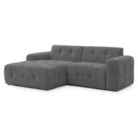 ECKSOFA Kozy im Bumpy-Design mit fester Rückenlehne aus weichem Grau Chenille-Stoff - Ottomane links - Schwarz/Grau, Holz/Kunststoff (161/234cm) - S-Style Möbel