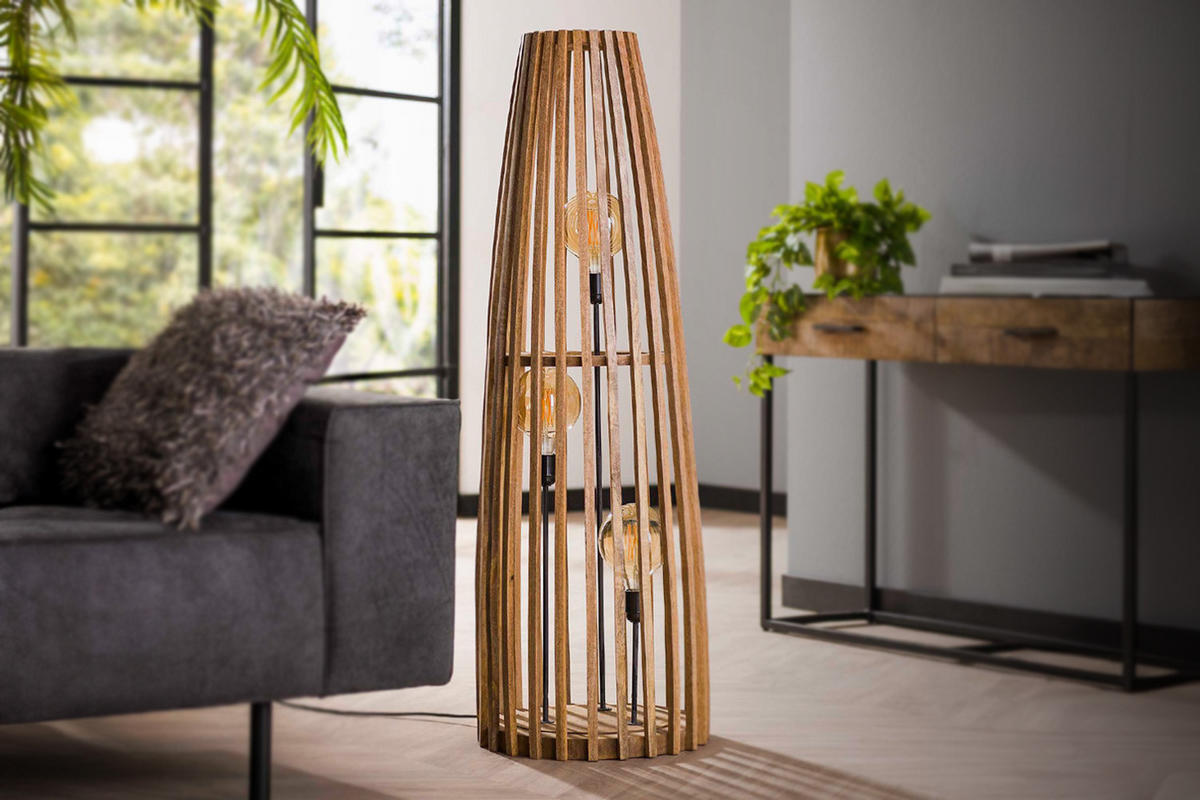 STEHLAMPE LECCE Braun Holz - Braun, Holz (40/40/123cm) - KAWOLA