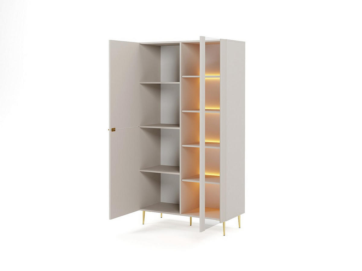 VITRINENSCHRANK - 100 x 44.8 - glas - beige Yesinia - Beige, Glas/Holz (100/189/44.8cm) - Vente-Unique
