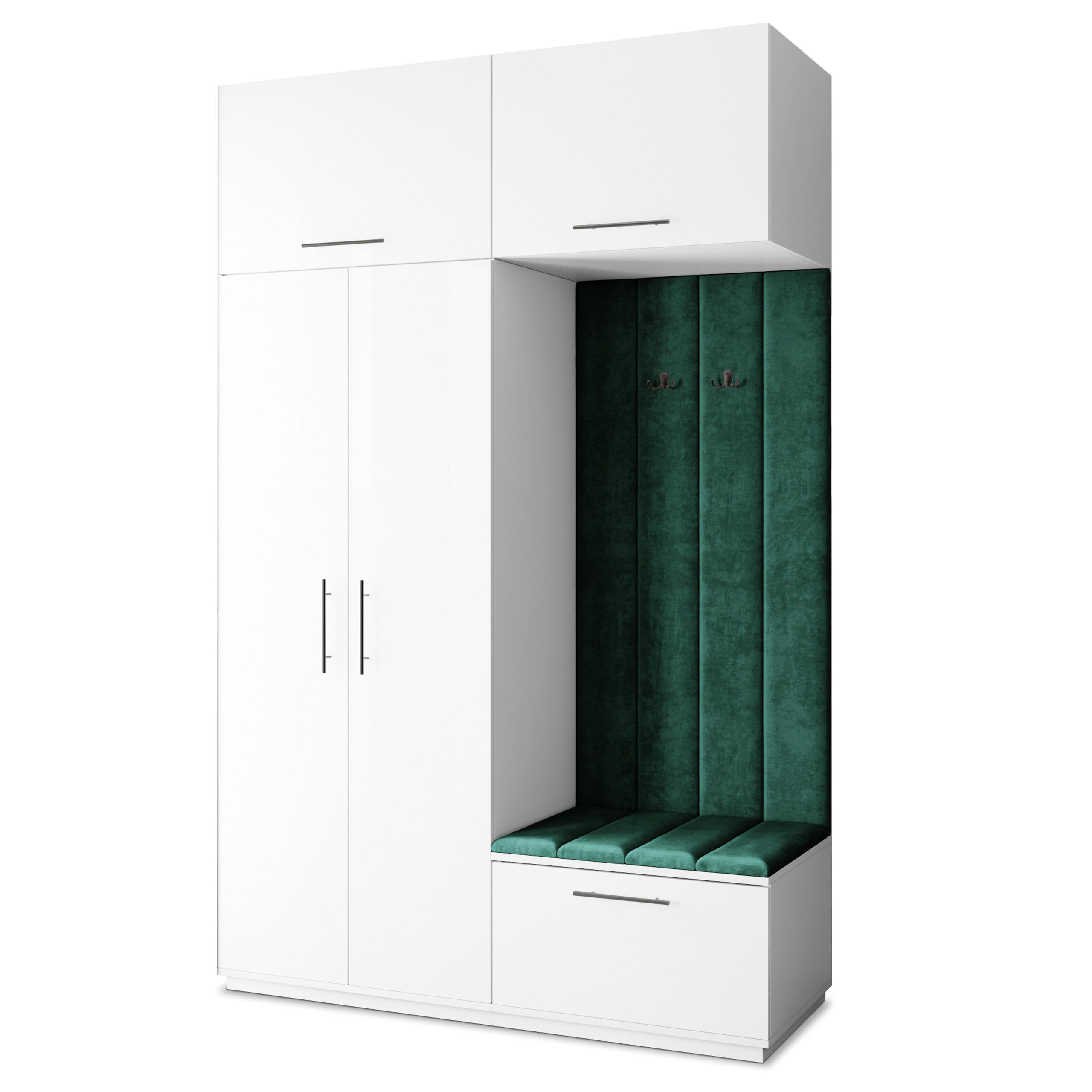 GARDEROBENSCHRANK REMA 150/240/60 cm Modern Garderobe-Set Weiß - Weiß/Grün, Holzwerkstoff (150/240/60cm) - MASSENO