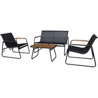 LOUNGEGARNITUR Sparta 4-Sitzer Schwarz - Schwarz, Metall - Habitat Garten