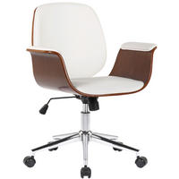 DREHSTUHL Holz walnuss/weiß - Chromfarben/Walnussfarben, Holz/Textil (69/82/62cm) - CLP
