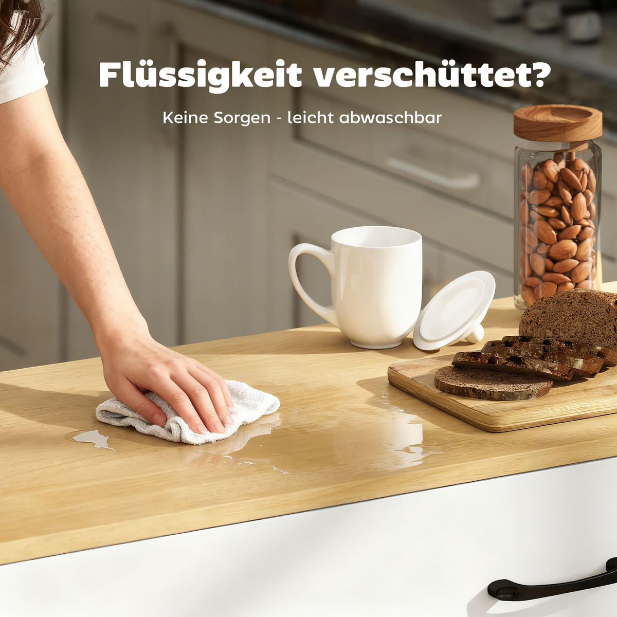 KÜCHENINSEL Küchenwagen auf Rollen mit 2 Schubladen, 2 Soft-Close-Türe Weiß - Schwarz/Weiß, Holzwerkstoff/Metall (70/89/115cm) - HOMCOM