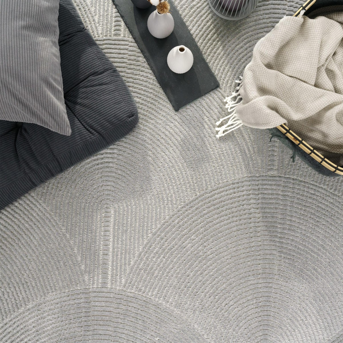 FLACHWEBETEPPICH Boho Anthrazit 80 x 150 cm - Anthrazit, Kunststoff (80/150cm) - TT Home