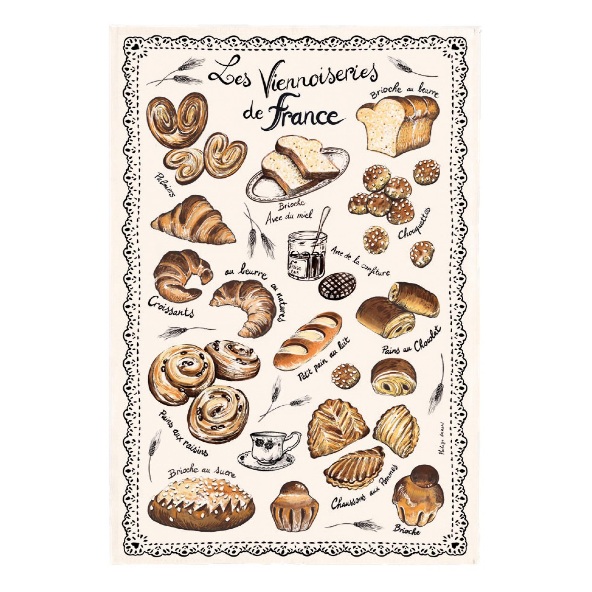 GESCHIRRTUCH Les Viennoiseries Françaises ekrü 48 x 72 cm - Weiß, Textil (72/48cm) - Winkler