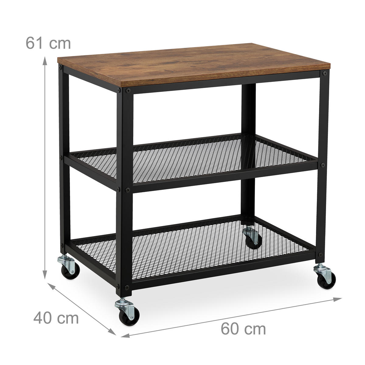ROLLWAGEN - Multicolor, Holzwerkstoff/Kunststoff (60/61/40cm) - Relaxdays
