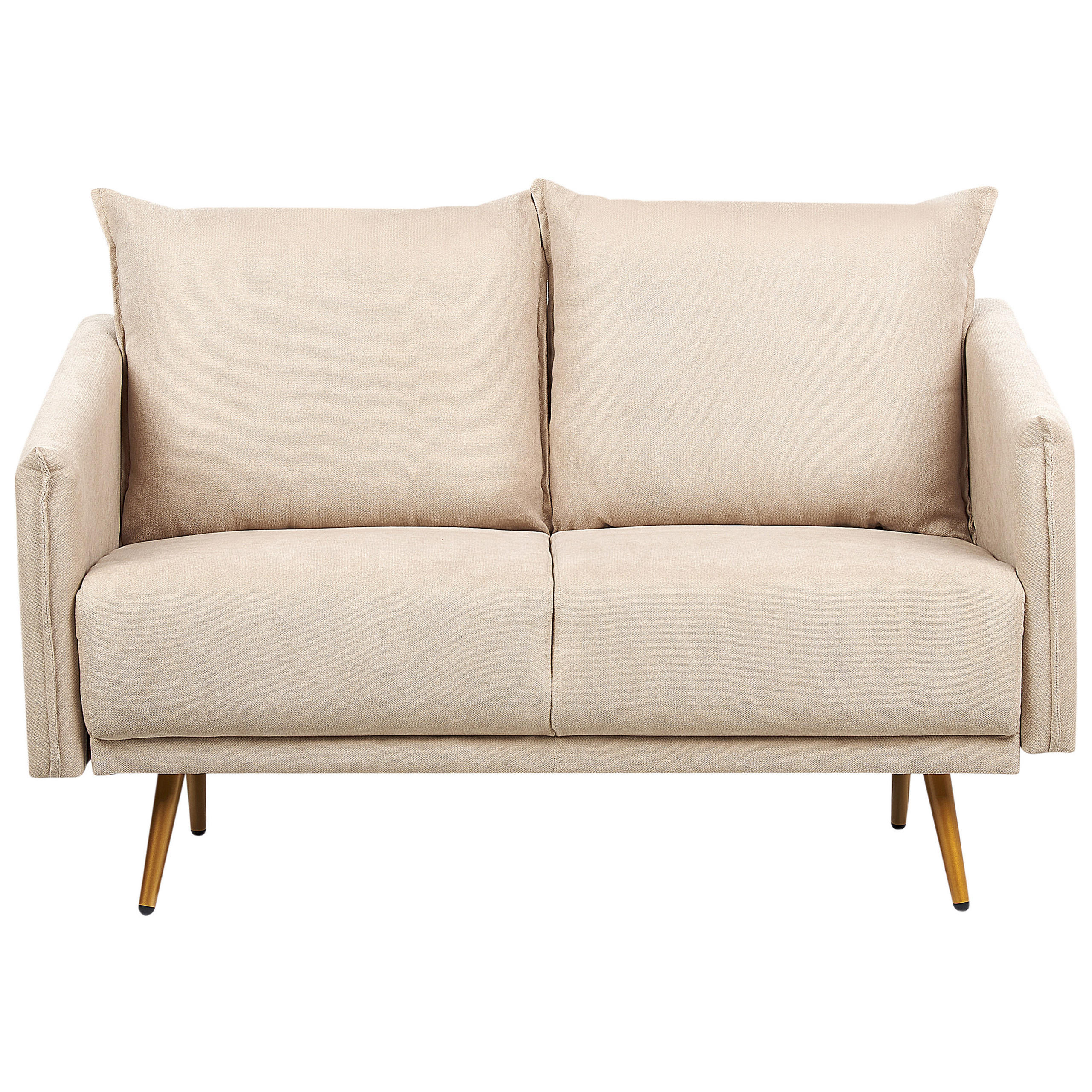 2-SITZER-SOFA Samtstoff beige mit goldenen Beinen Maura - Beige/Goldfarben, Textil (130/83/78cm) - Beliani