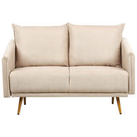 2-SITZER-SOFA Samtstoff beige mit goldenen Beinen Maura - Beige/Goldfarben, Textil (130/83/78cm) - Beliani