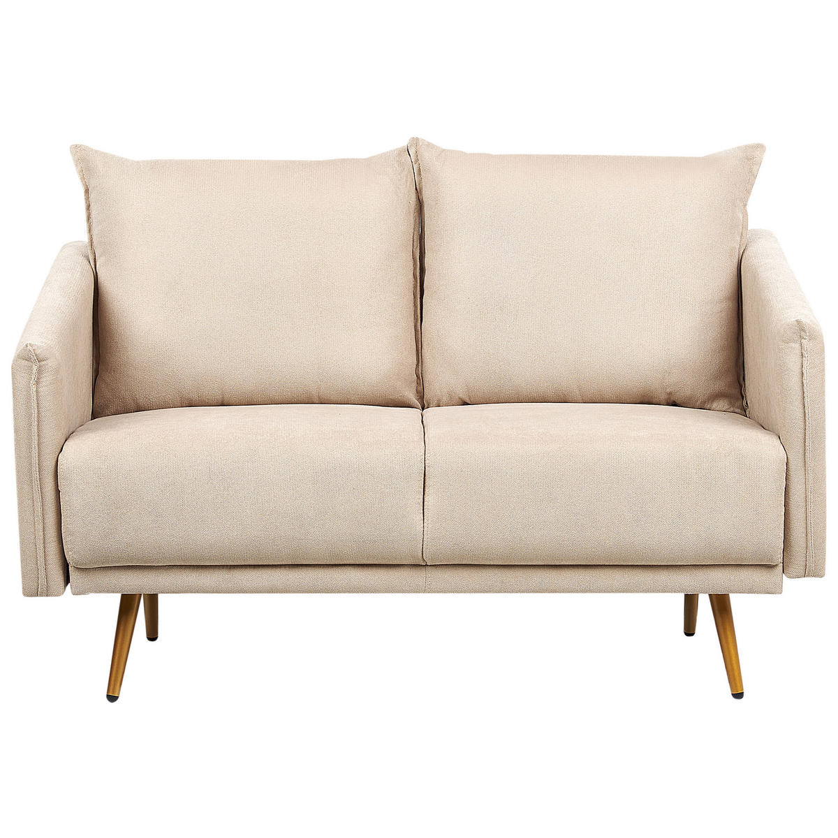 2-SITZER-SOFA Samtstoff beige mit goldenen Beinen Maura - Beige/Goldfarben, Textil (130/83/78cm) - Beliani