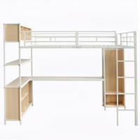 HOCHBETT 140/200 cm Weiß mit Stauraum und Kleiderschrank - Weiß, Metall (140/200cm) - Oxeza
