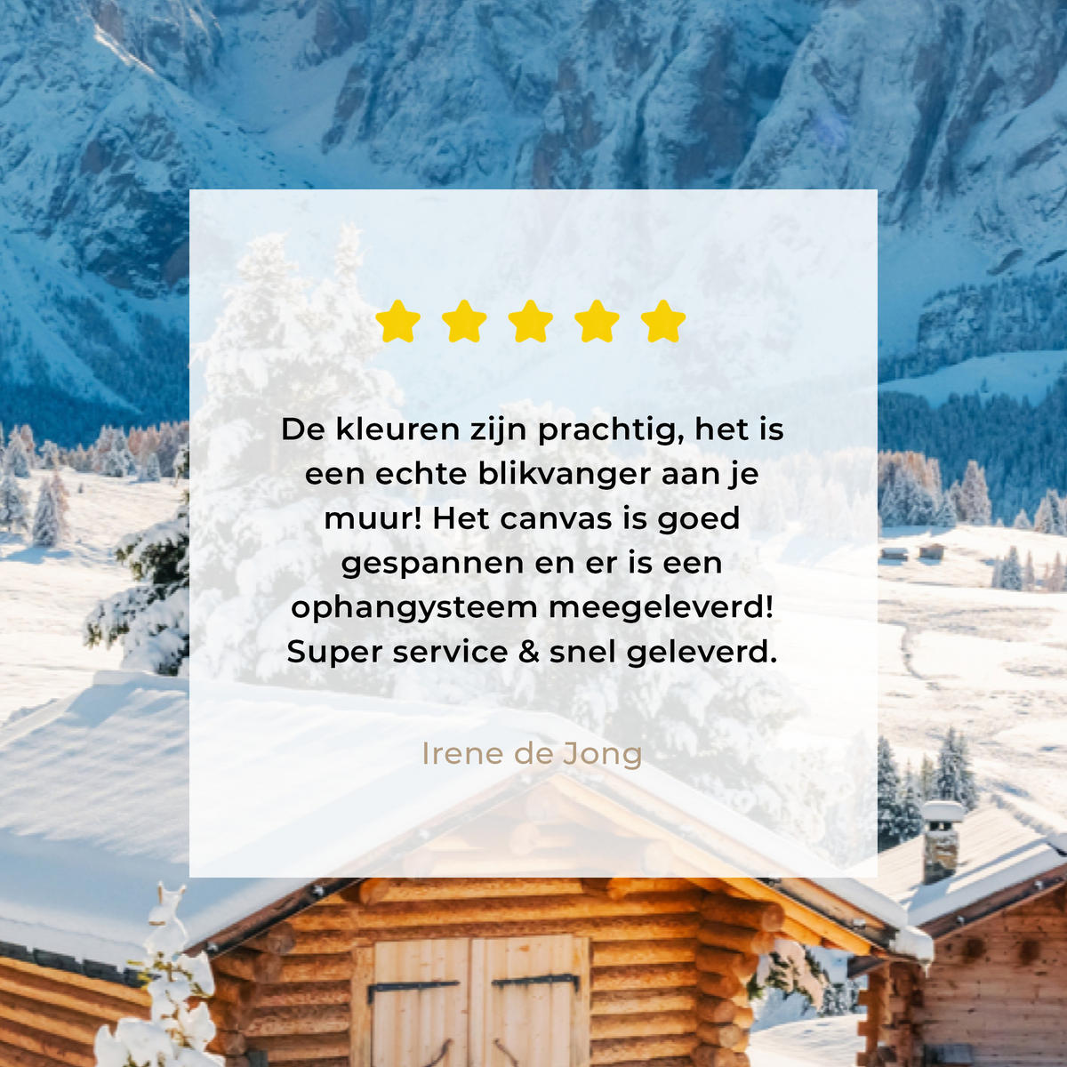 LEINWANDBILD Winter - Hütte - Berge - Aussicht - Schnee Wohnzimmer Groß 120x80 cm - Eichefarben, Textil (120/80cm) - MuchoWow