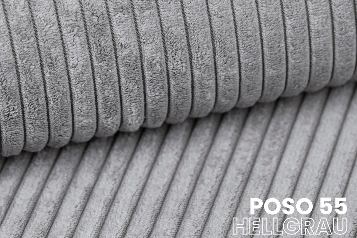 POLSTERBETT VENA 200/200 in Cord Hellgrau - Hellgrau, Holzwerkstoff/Textil (200/200cm) - Deine Möbel 24