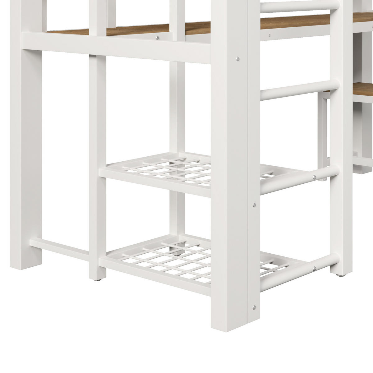 HOCHBETT 90/200 cm in Weiß mit Schreibtisch, Kleiderstange, Lochplatte und LED - Weiß, Metall - STILVORA