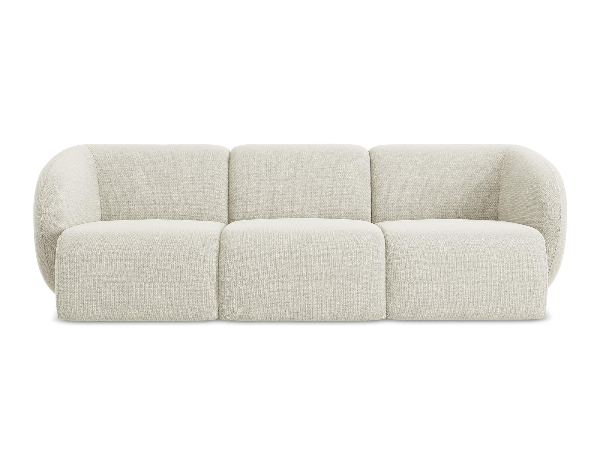 3-SITZER SOFA Bouclé Stoff Beige - Sandfarben/Schwarz, Holzwerkstoff/Kunststoff (244/75/94cm) - Makamii