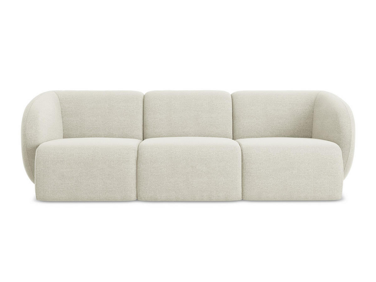 3-SITZER SOFA Bouclé Stoff Beige - Sandfarben/Schwarz, Holzwerkstoff/Kunststoff (244/75/94cm) - Makamii