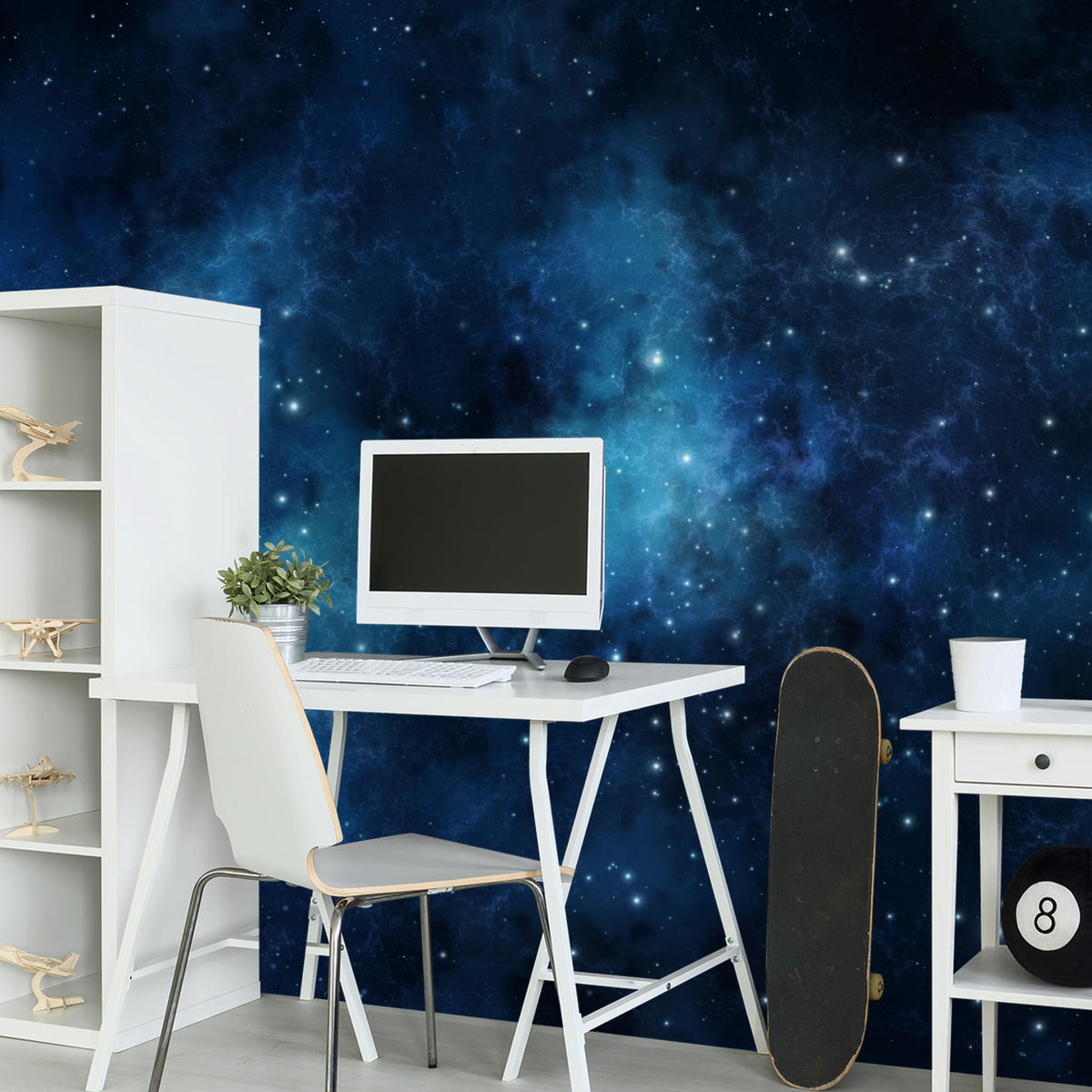 FOTOTAPETE für Wohnzimmer Sternenhimmel Nacht Galaxis 400x280 - Blau/Schwarz, Papier (400/280cm) - Muralo