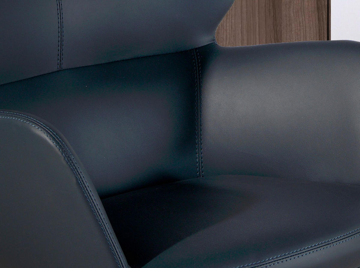 DREHSTUHL Bürodrehstuhl aus blauem Öko-Leder 58/59/80 cm - Blau/Schwarz, Leder (58/80/59cm) - ANGEL CERDA