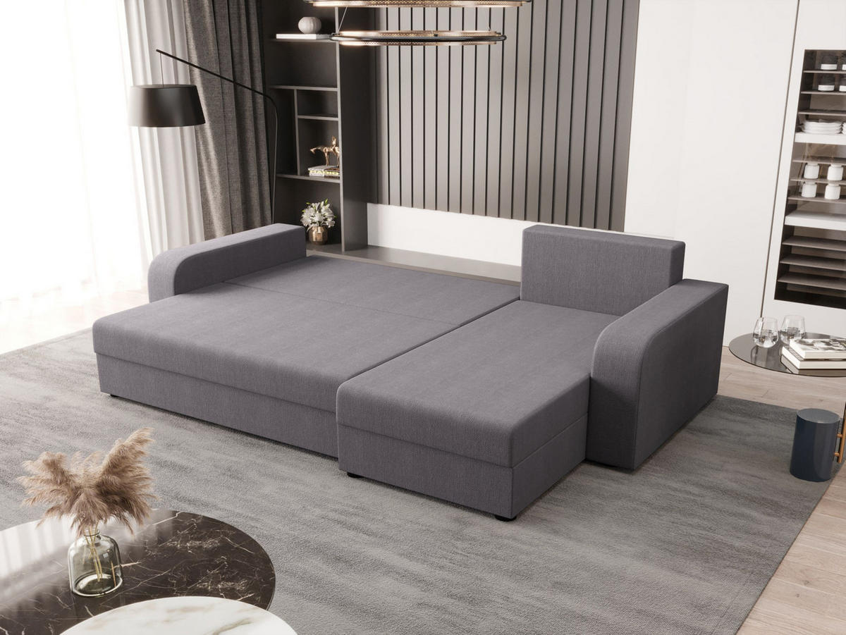 ECKSOFA HEWLET L BIS Cosmic 160 Rechts mit Schlaffunktion - Grau, Textil (240/140cm) - Bedante