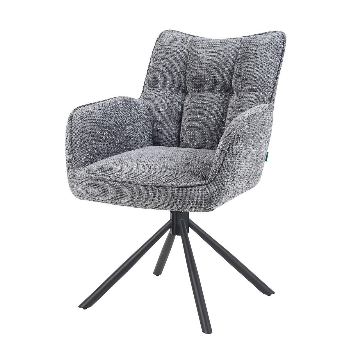 DREHSTUHL Mika-Daan - Schwarz/Grau, Textil/Metall (59/84/66cm) - DUBI Möbel