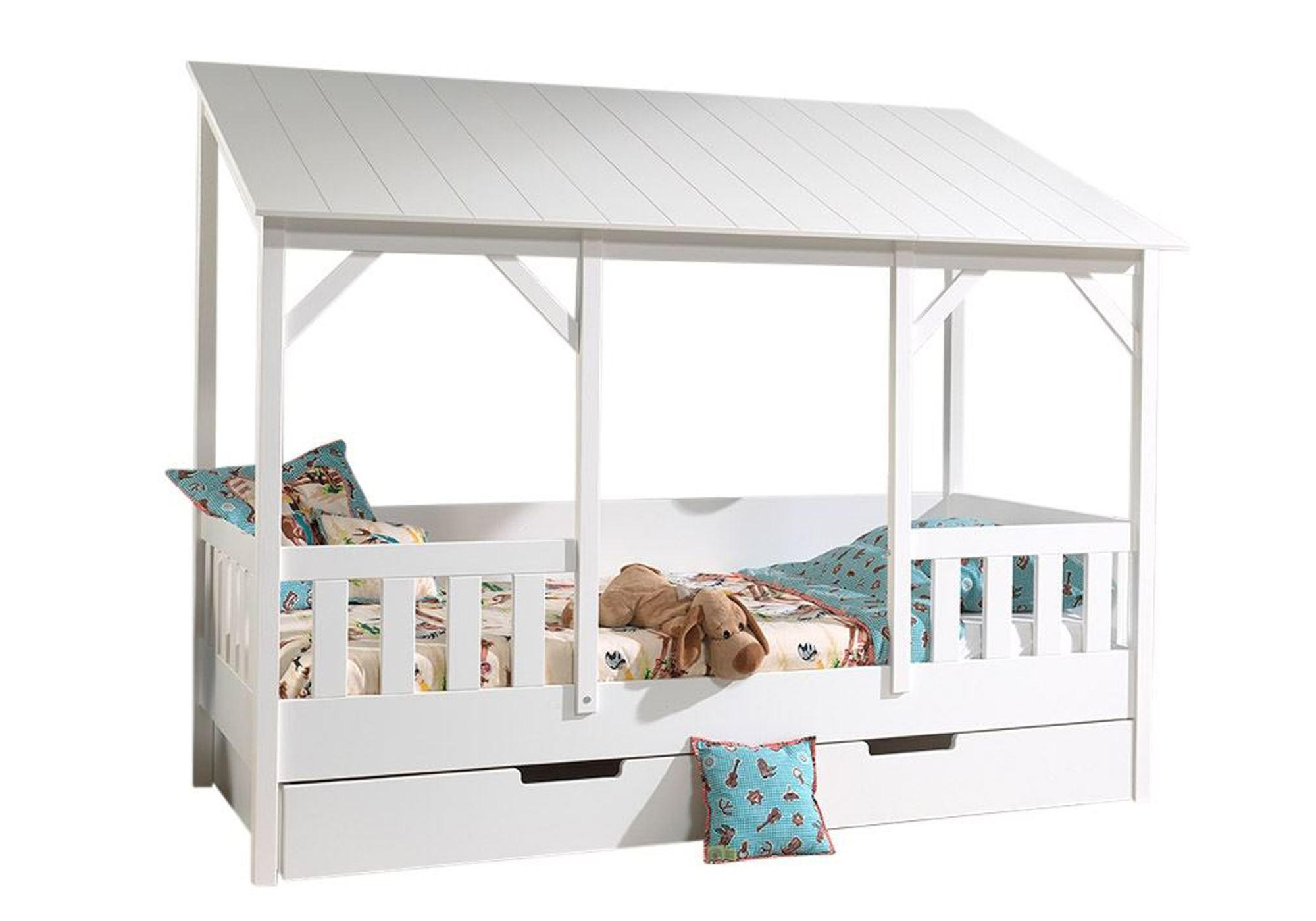 HAUSBETT Katee 214x174x105 aus MDF+Massivholz in Weiß - Weiß, Holzwerkstoff (90/200cm) - 58aufmkessel