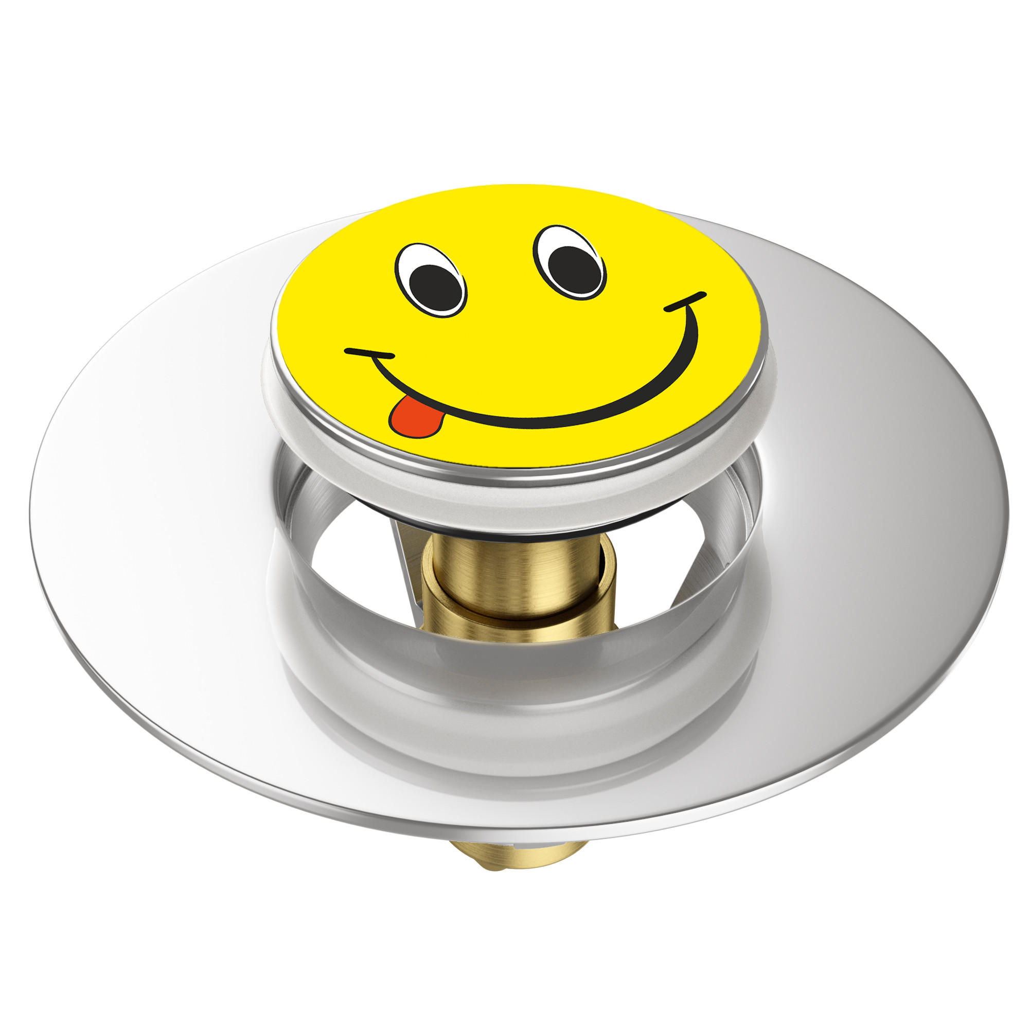 WASCHBECKENSTÖPSEL Pop-Up Smiley - Gelb, Metall (6/4/5cm) - Sanilo