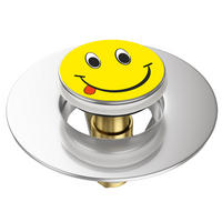 WASCHBECKENSTÖPSEL Pop-Up Smiley - Gelb, Metall (6/4/5cm) - Sanilo