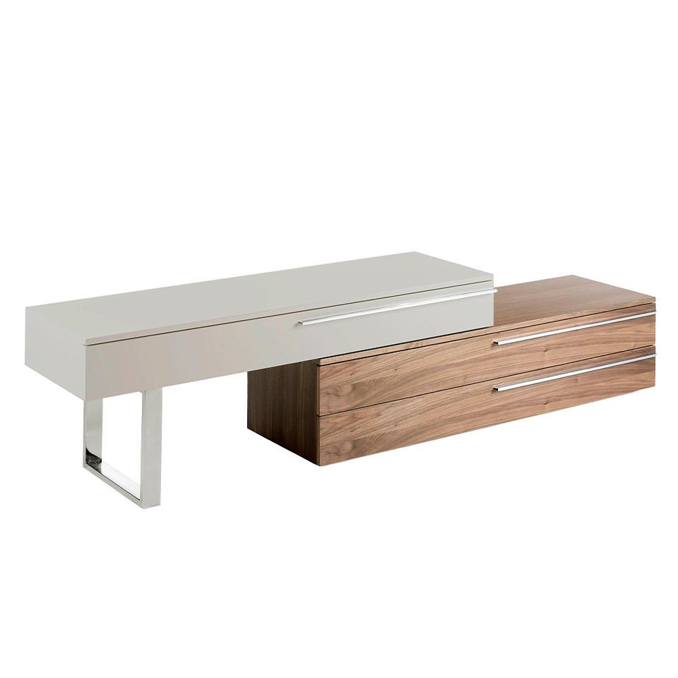 TV-ELEMENT Walnuss Grau Stahl 254/45/53 cm - Edelstahlfarben/Walnussfarben, Holz (254/53/45cm) - ANGEL CERDA