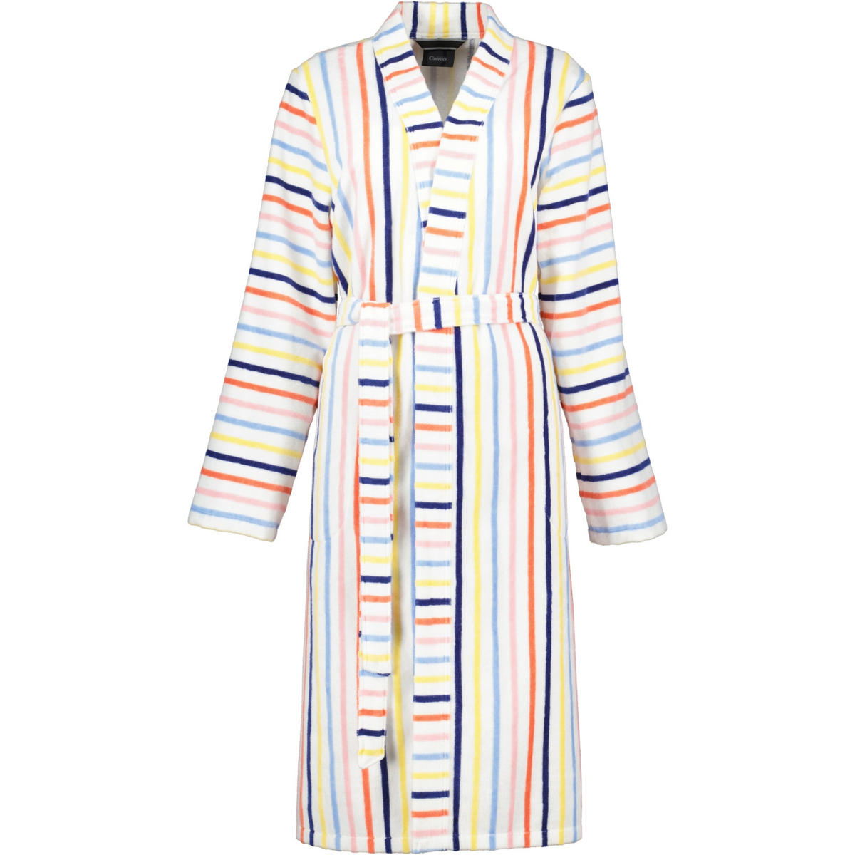 BADEMANTEL DAMEN KIMONO STREIFEN 3343 WEISS-MULTICOLOR - 62 - Multicolor, Textil (Snull) - Cawoe