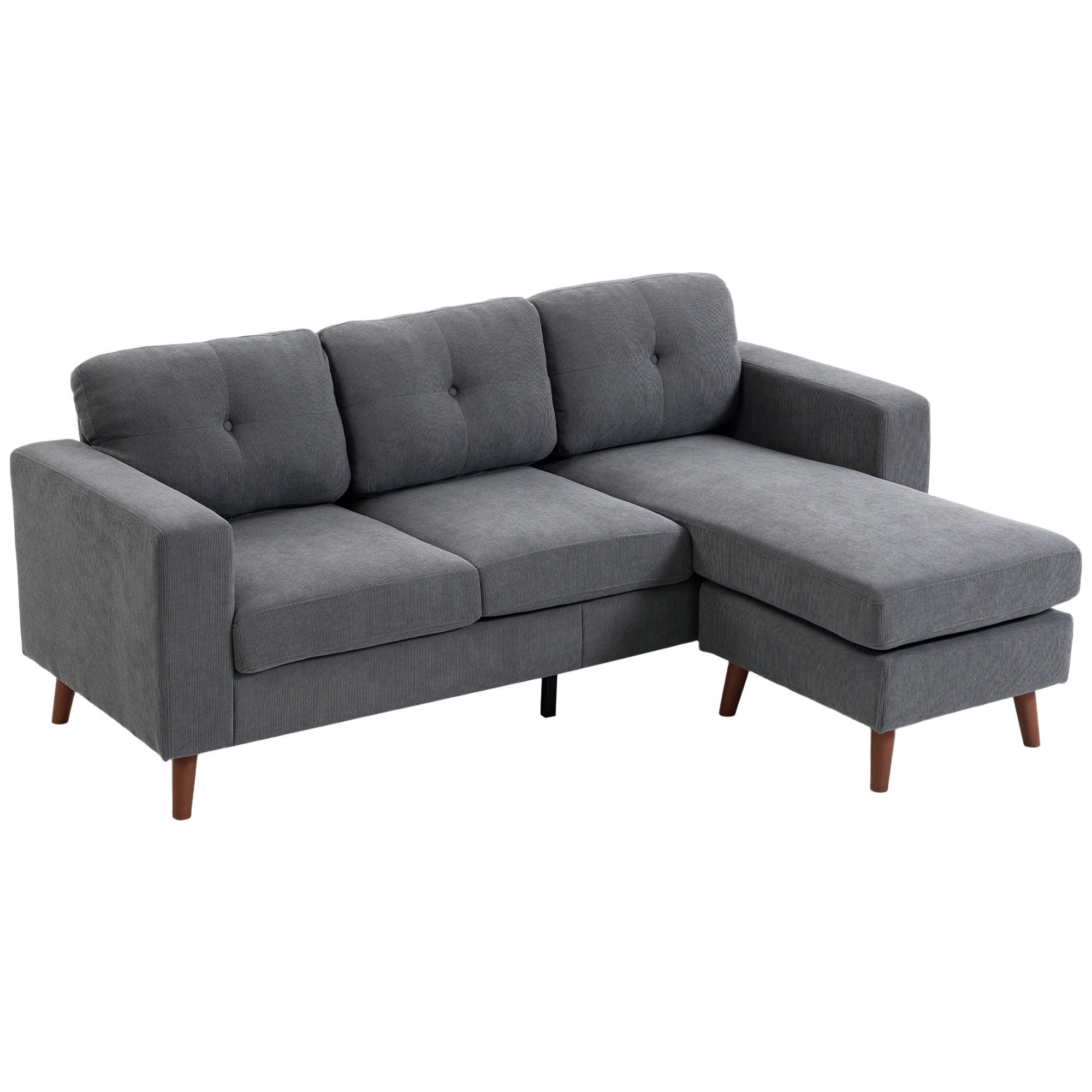ECKSOFA Polyester Dunkelgrau - Dunkelgrau/Schwarz, Holzwerkstoff/Kunststoff (137/192cm) - HOMCOM