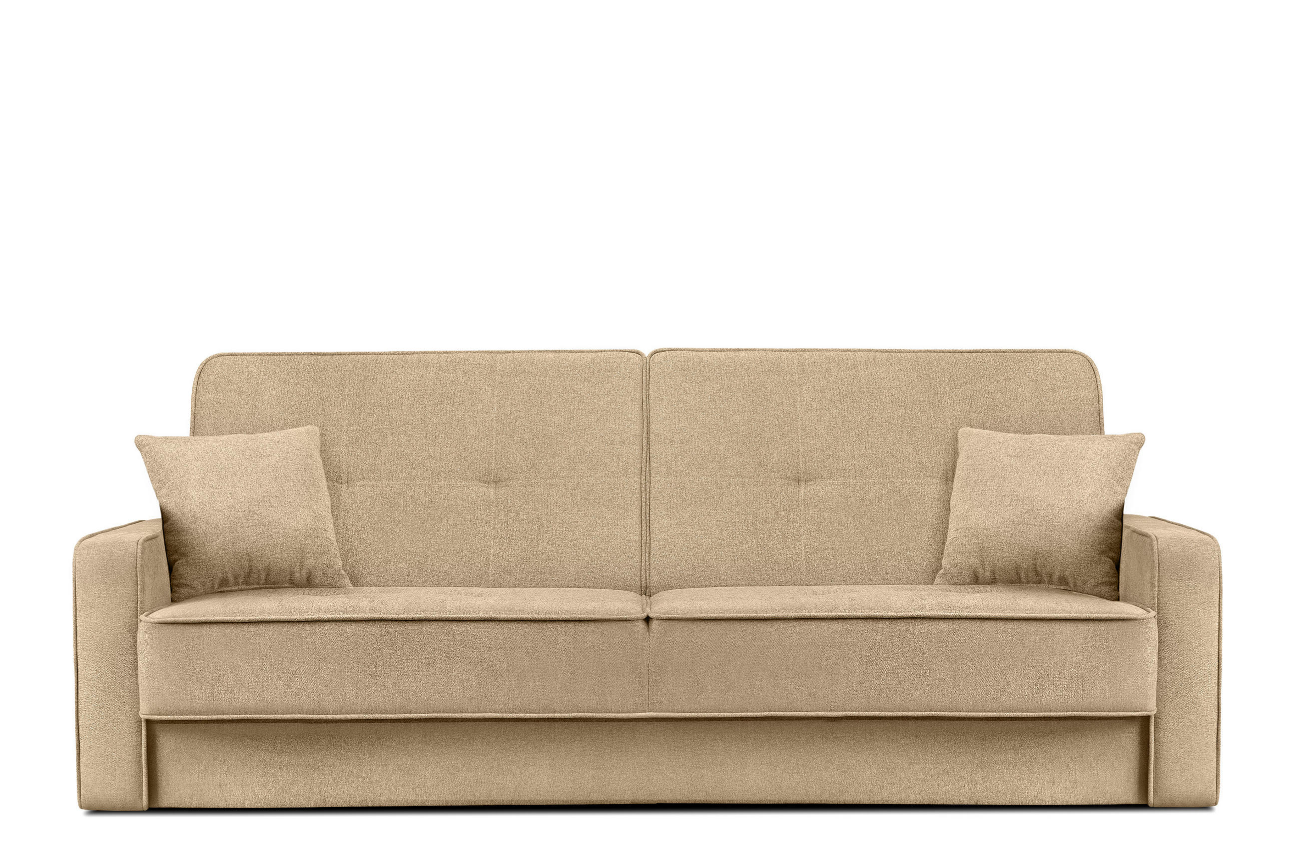 SCHLAFSOFA ORIO 3 Personen, Chenille-Stoff, Creme - Creme, Textil (219/90/90cm) - KONSIMO®