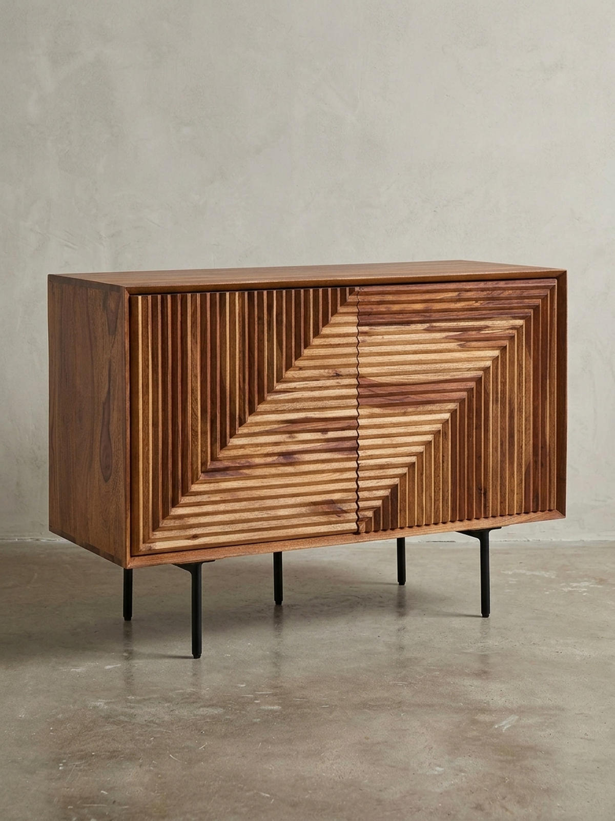 SIDEBOARD – "Harmony", Massivholz mit Metalldetails, viel Stauraum - Schwarz/Braun, Holz/Metall (100/71/40cm) - KADIMA DESIGN