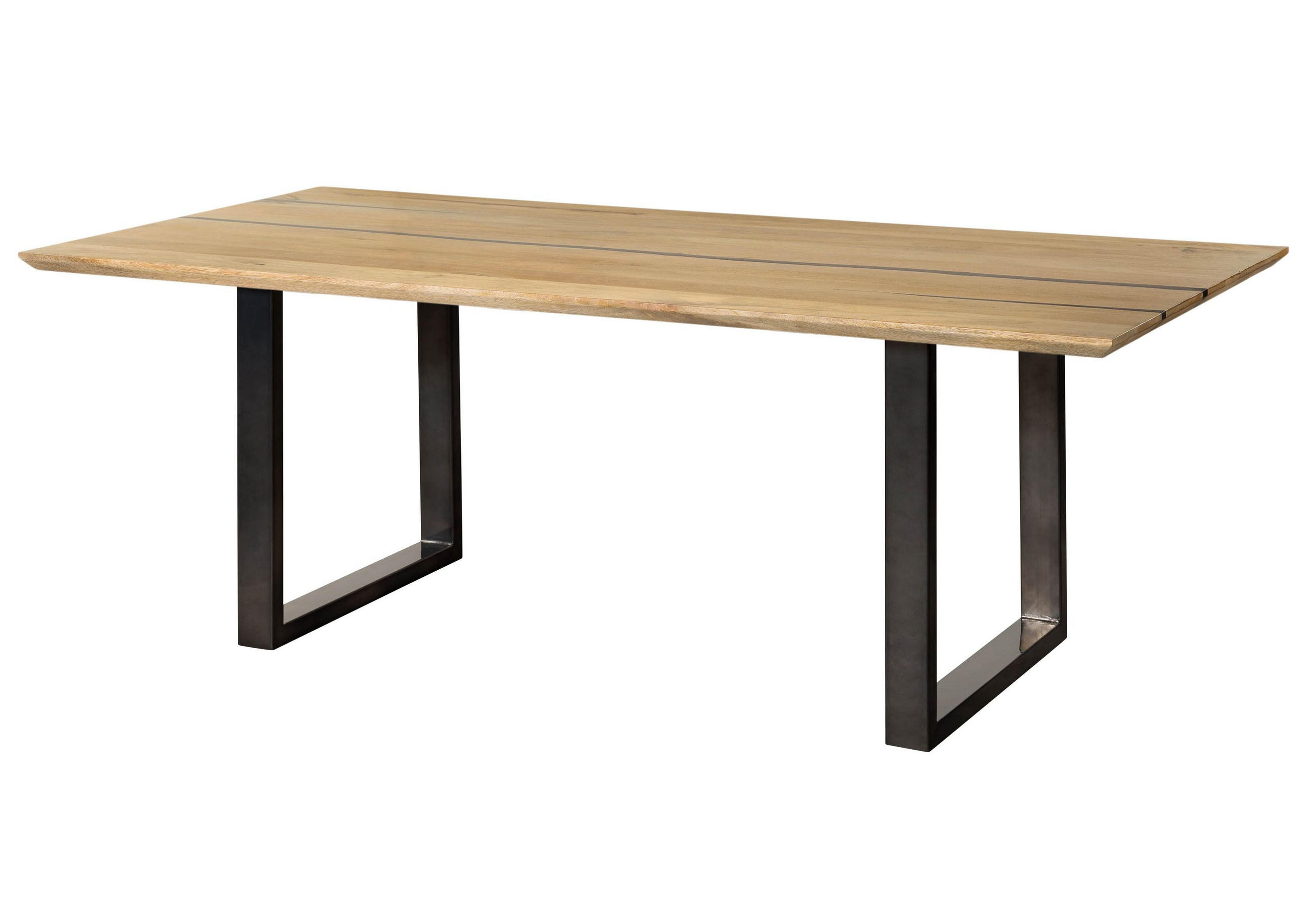 ESSTISCH Mango 180x90x76 natur lackiert / Epoxid schwarz, U-Beine anthrazit glänzend EPOXY - Naturfarben, Holz (180/90/76cm) - Massivmoebel24