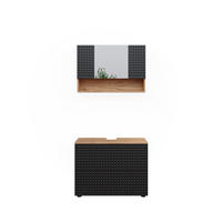 BADMÖBEL-SET Irma Anthrazit gepunktet 2 Teile, Unterschrank 80 cm - Honigeiche/Anthrazit, Holzwerkstoff (80/58.6/41cm) - Vicco