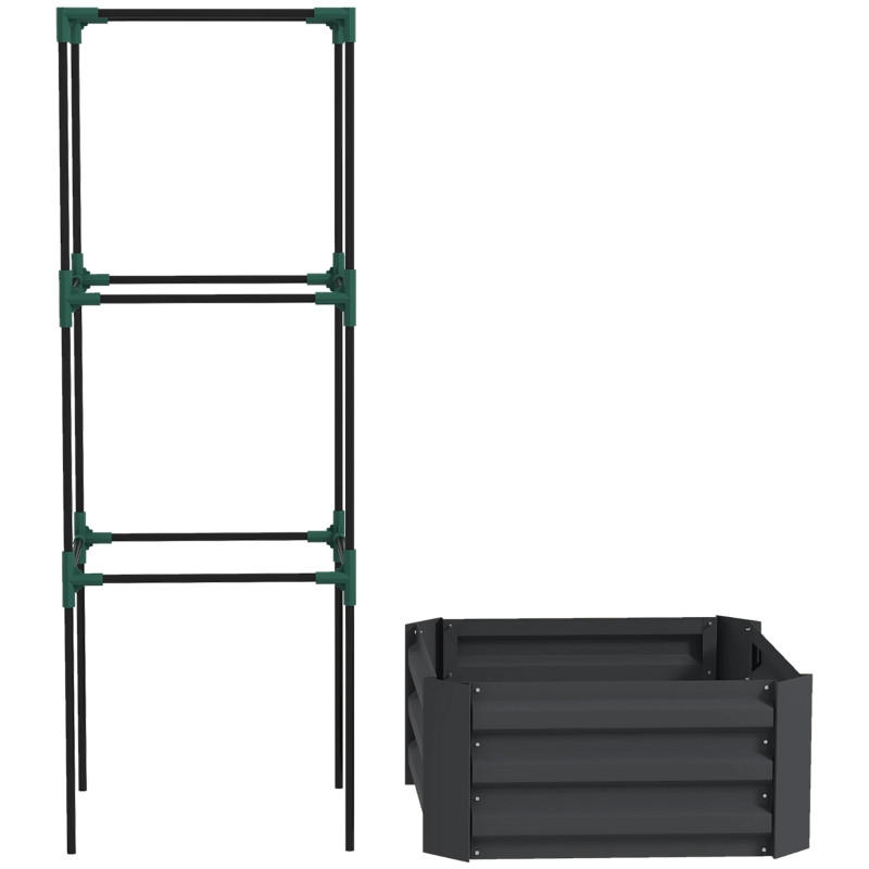 HOCHBEET 61x61x140 cm Spalier wetterfest dunkelgrau - Dunkelgrau, Metall (61/140/61cm) - Fortuna Lai