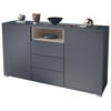 SIDEBOARD Skadu Sandgrau Hochglanz - Sandfarben, Holzwerkstoff (138.5/75.5/35cm) - Vladon