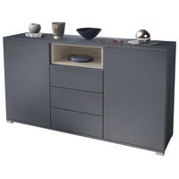 SIDEBOARD Skadu Sandgrau Hochglanz - Sandfarben, Holzwerkstoff (138.5/75.5/35cm) - Vladon
