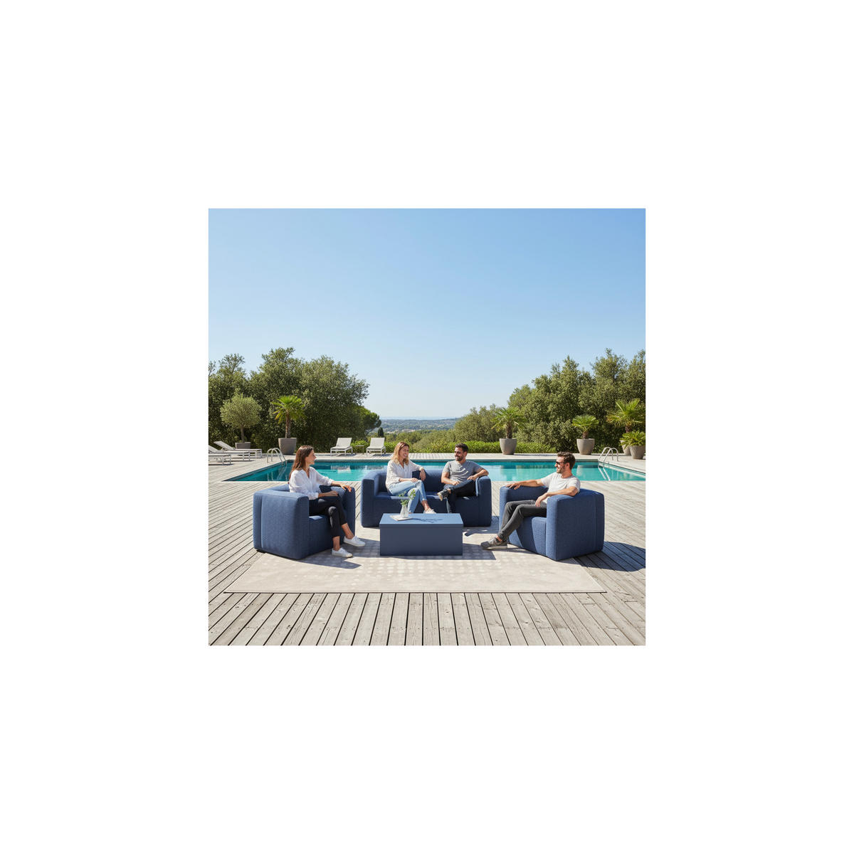 SESSEL aufblasbar - Drinnen und draußen - Farbe Blau - Blau, Kunststoff (66/78/93cm) - Terracotta