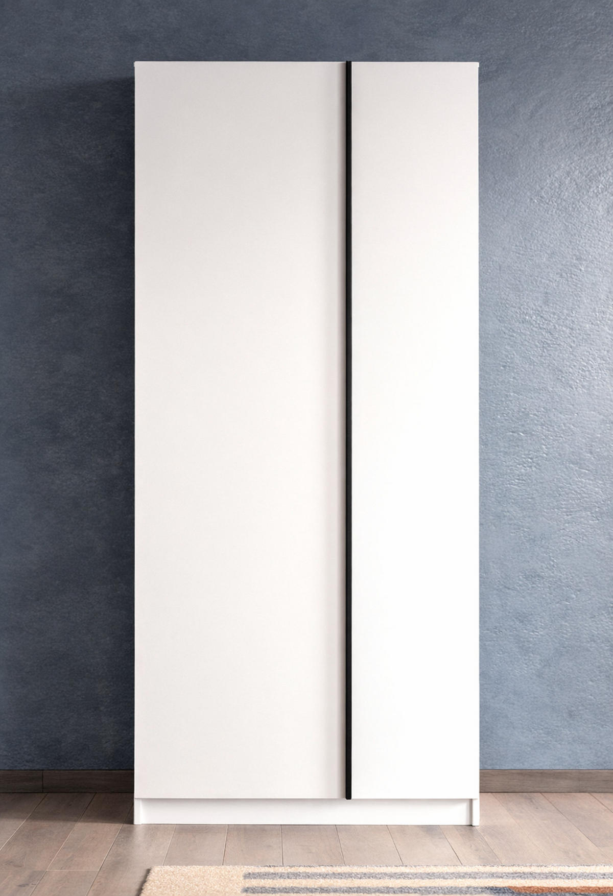 KLEIDERSCHRANK weiß 2-türig 80 x 183 cm, Drehtürenschrank inklusive Einlegeböden - Schwarz/Weiß, Holzwerkstoff/Kunststoff (80/183/53cm) - Inn.Furn