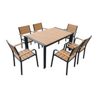 GARTENESSGRUPPE im Set - 6 -Sitzer - Aluminium - anthrazitgrau, naturfarben hell - NYROS - Anthrazit, Metall - Vente-Unique