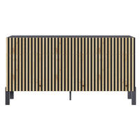 SIDEBOARD Telire 3-türig Schwarz / Artisan Eiche-Optik, 154 cm - Eichefarben/Schwarz, Holzwerkstoff/Metall (154/80.4/34cm) - Selsey
