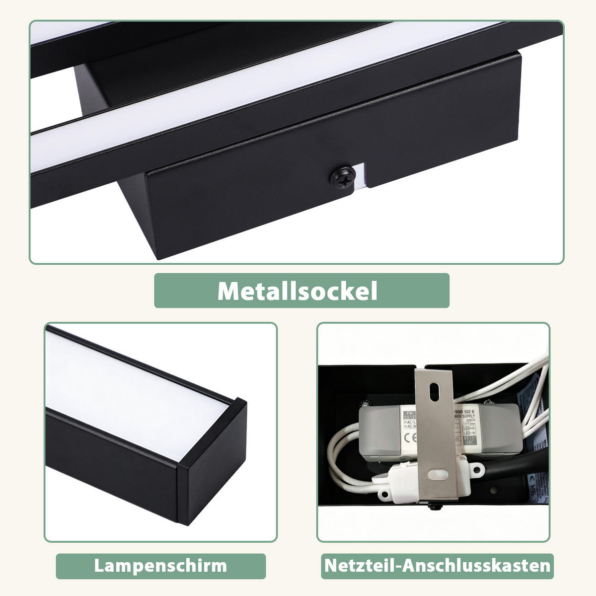 LED DECKENLEUCHTE Krythyn 61.5/7/5 cm - Schwarz, Kunststoff/Metall (61.5/7/5cm) - ZMH