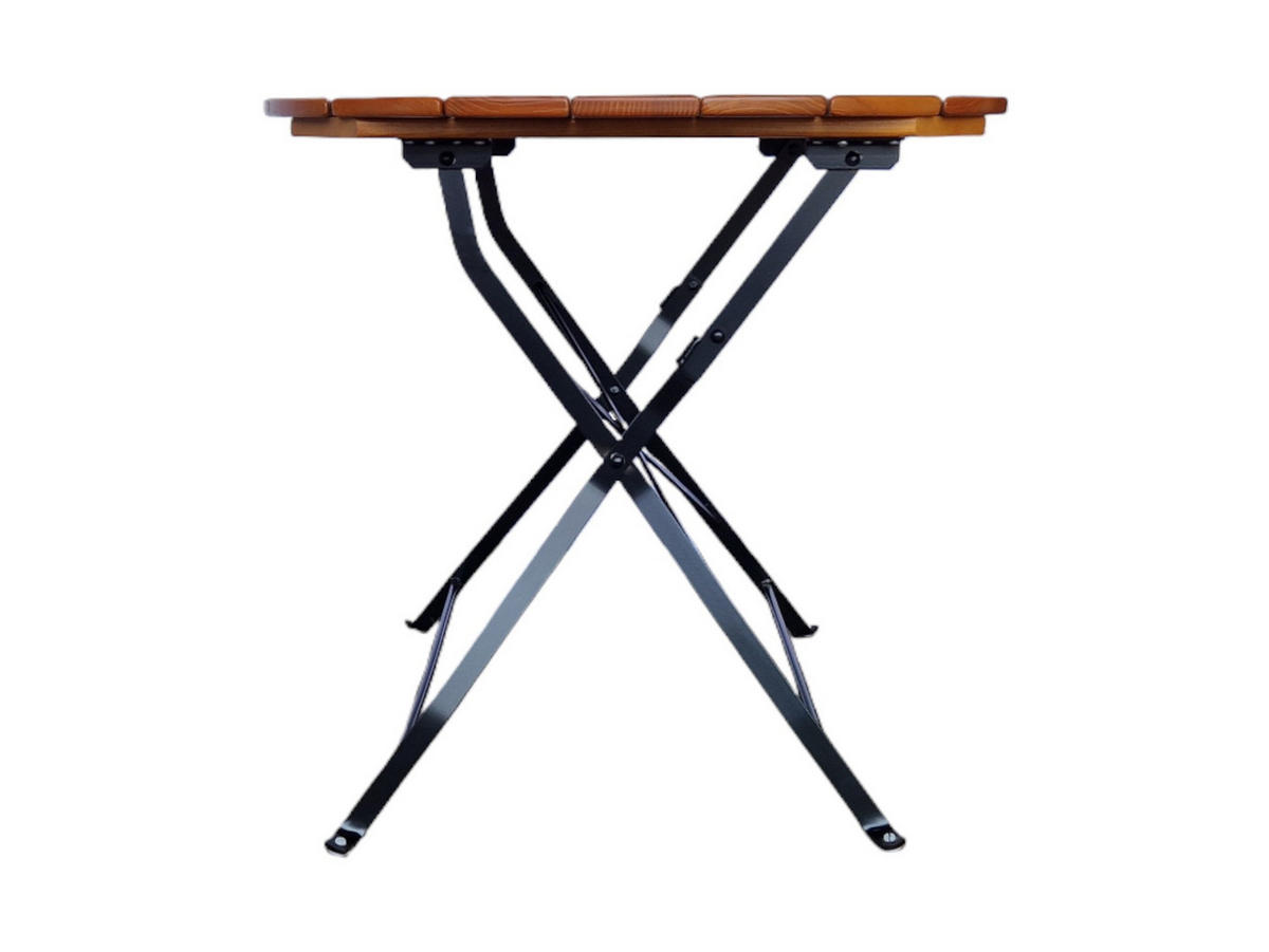 BIERGARTENTISCH BERGTAL 74x80x80cm Ø80cm Klappbar Eschenholz Schwarz/Braun 2 Personen - Braun, Holz (80/80/74cm) - CHEFGASTRO